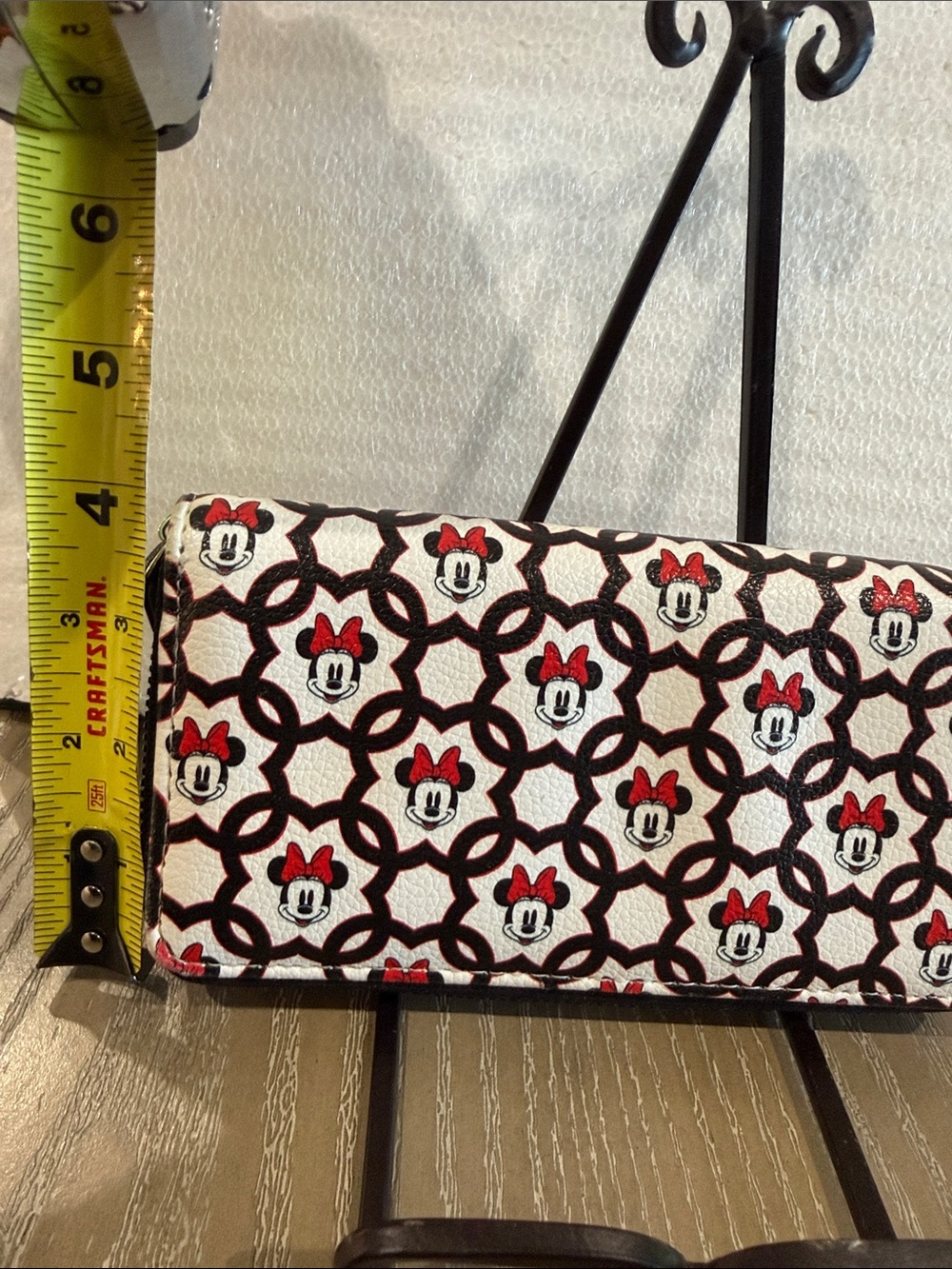 DISNEY Printed Minnie Pattern Zip Wallet in White, Black & Red - Picture 10 of 12